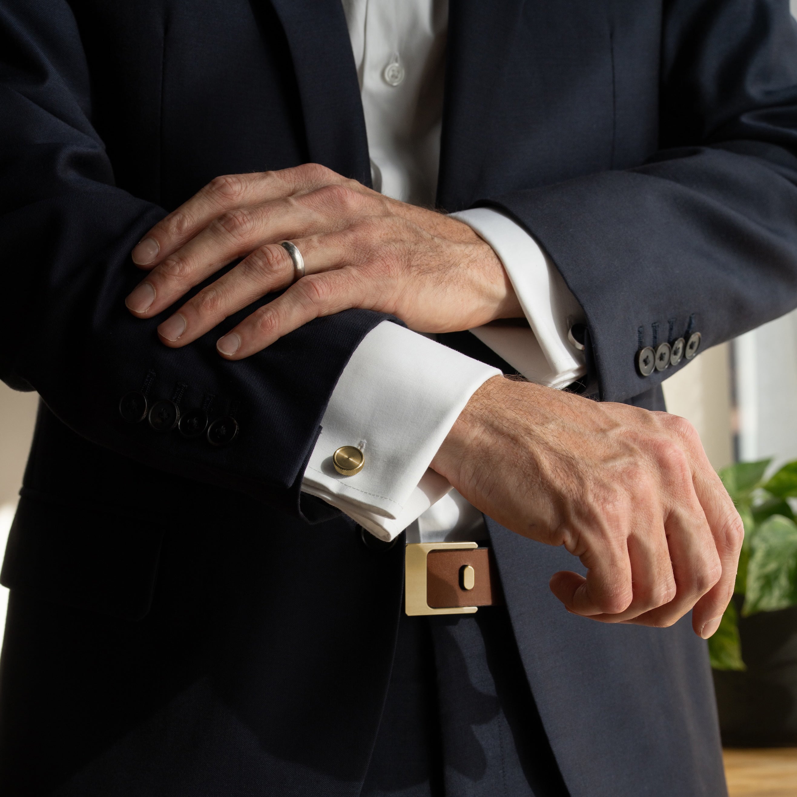 Block Cufflinks - Brass