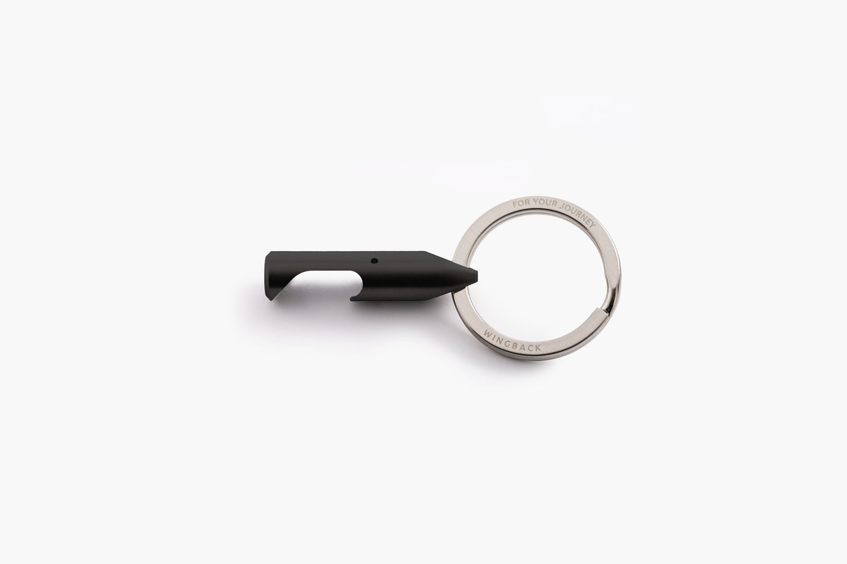Bottle Opener - Black Steel, machined key ring bottle opener by Wingback