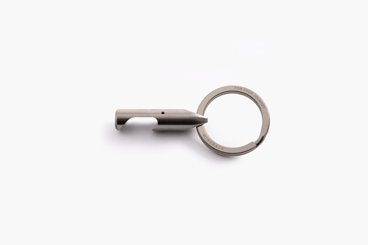 Bottle Opener - Titanium, machined key ring bottle opener by Wingback