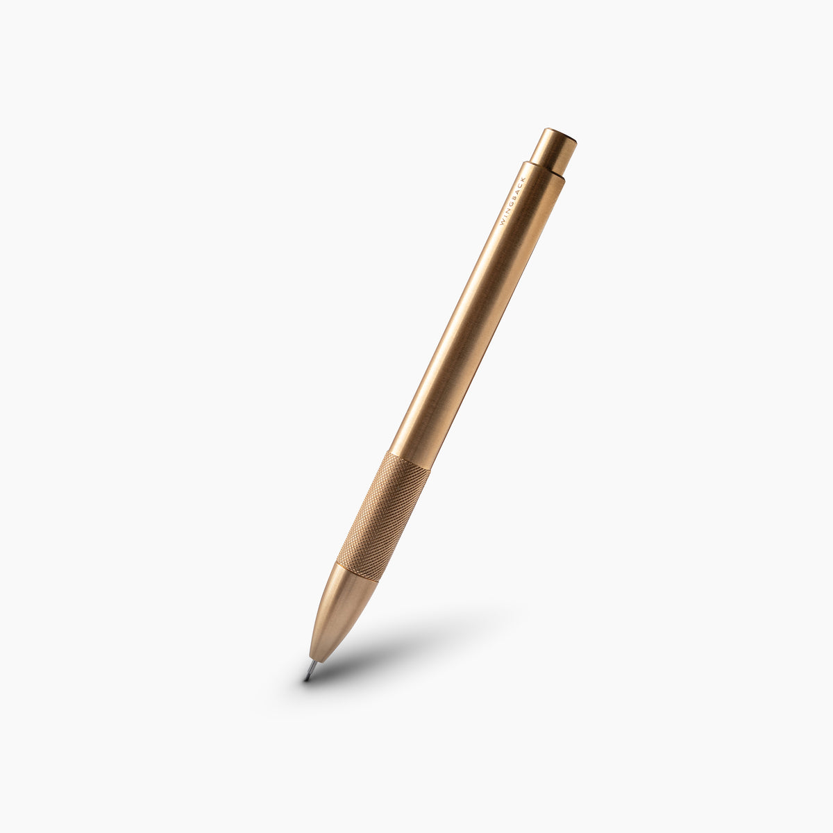 Wingback solid brass mechanical pencil with knurled grip
