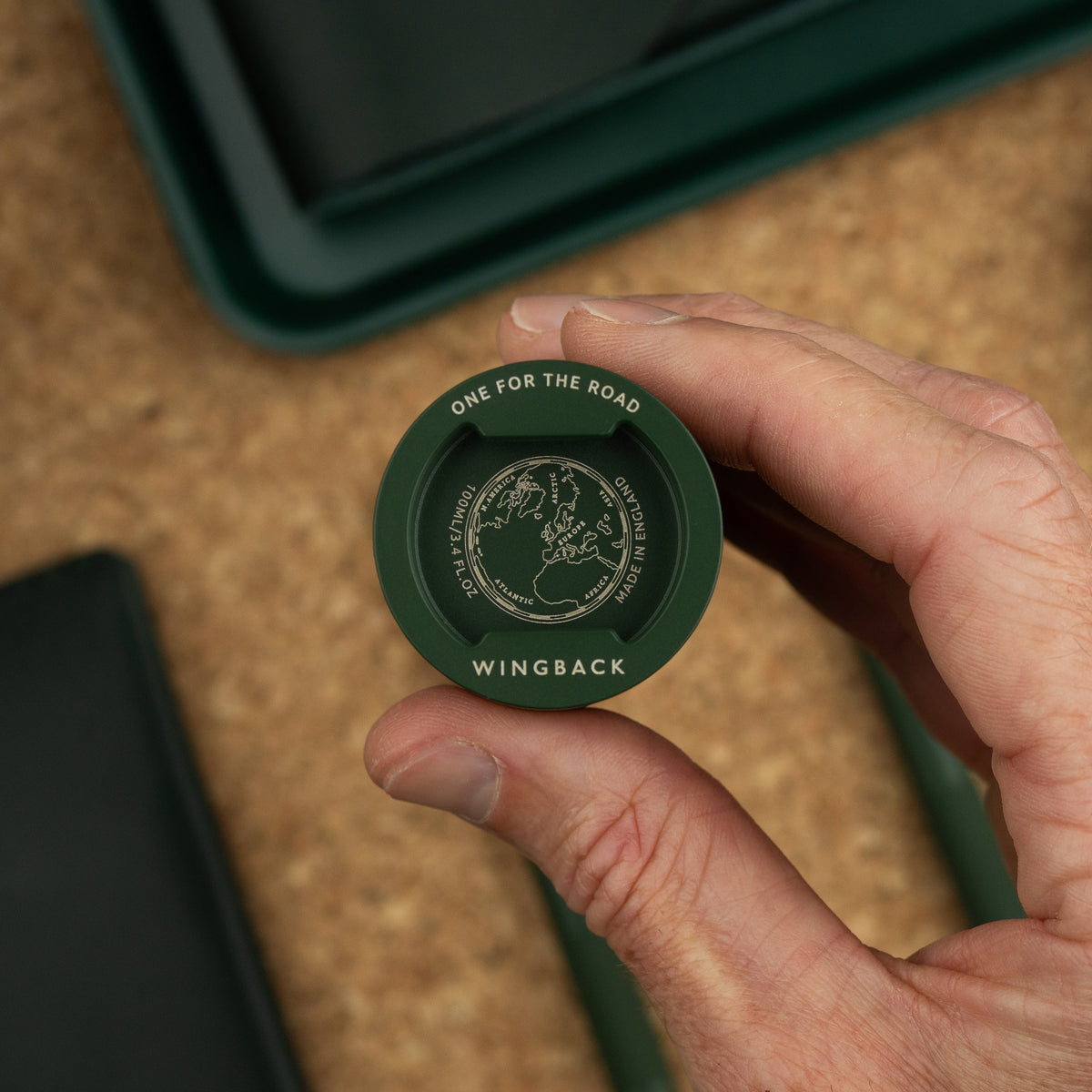 100ml Hip Flask - British Racing Green by Wingback