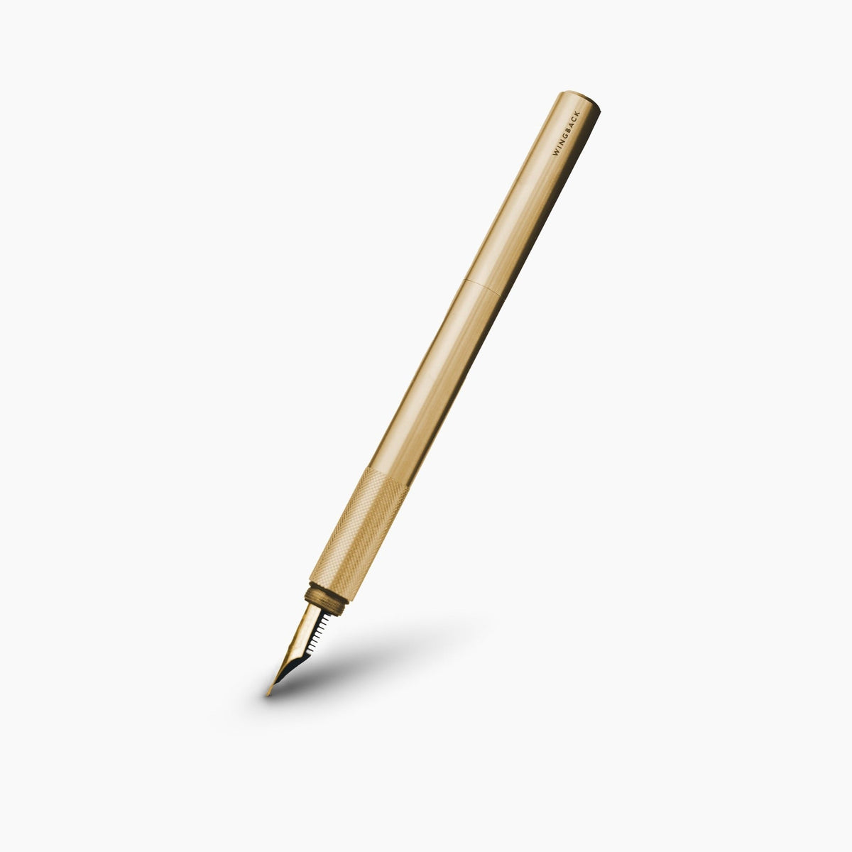 Wingback solid brass fountain pen with exposed nib