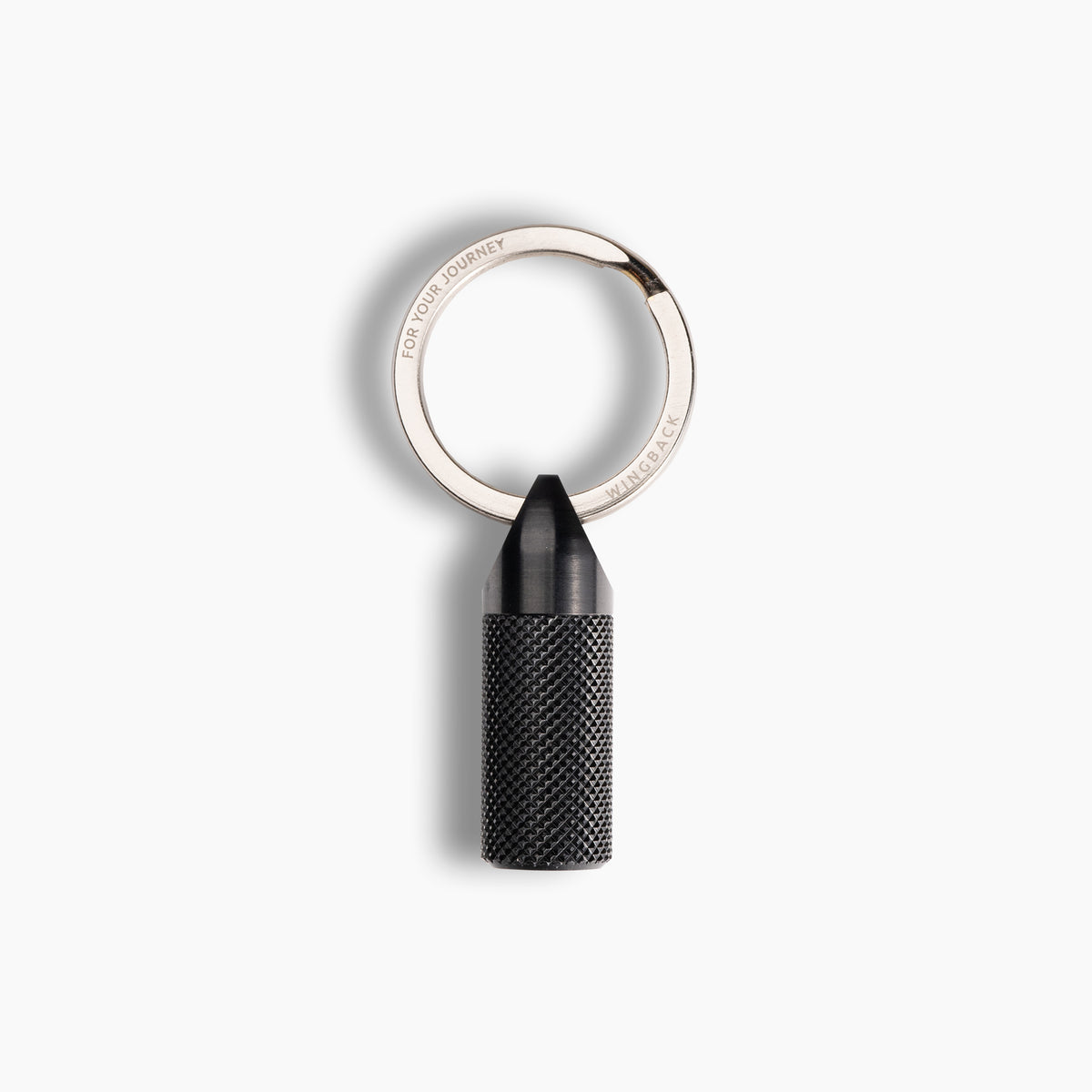 Wingback black steel Key Cache on a key ring