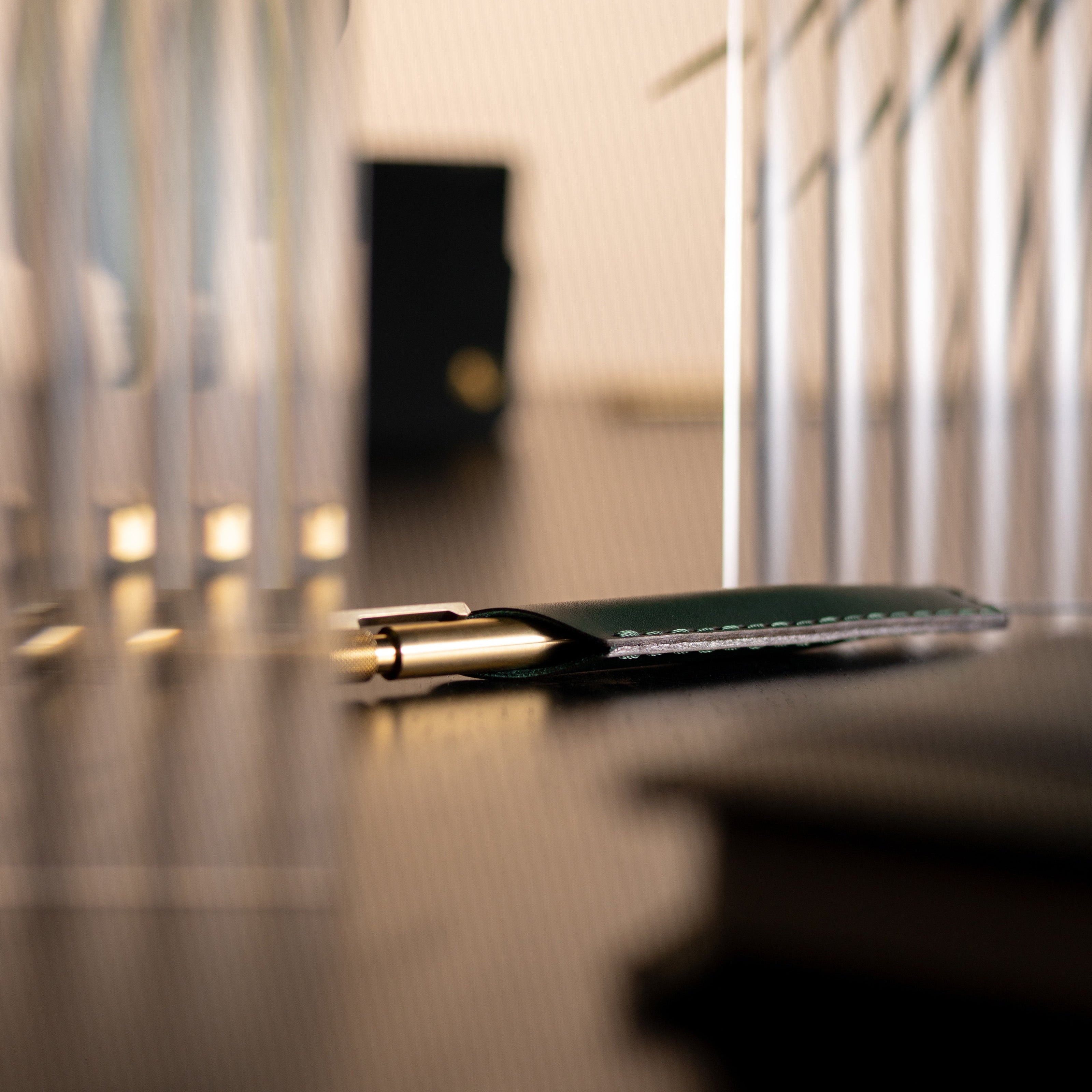 Leather Pen/Pencil Sleeve - British Racing Green