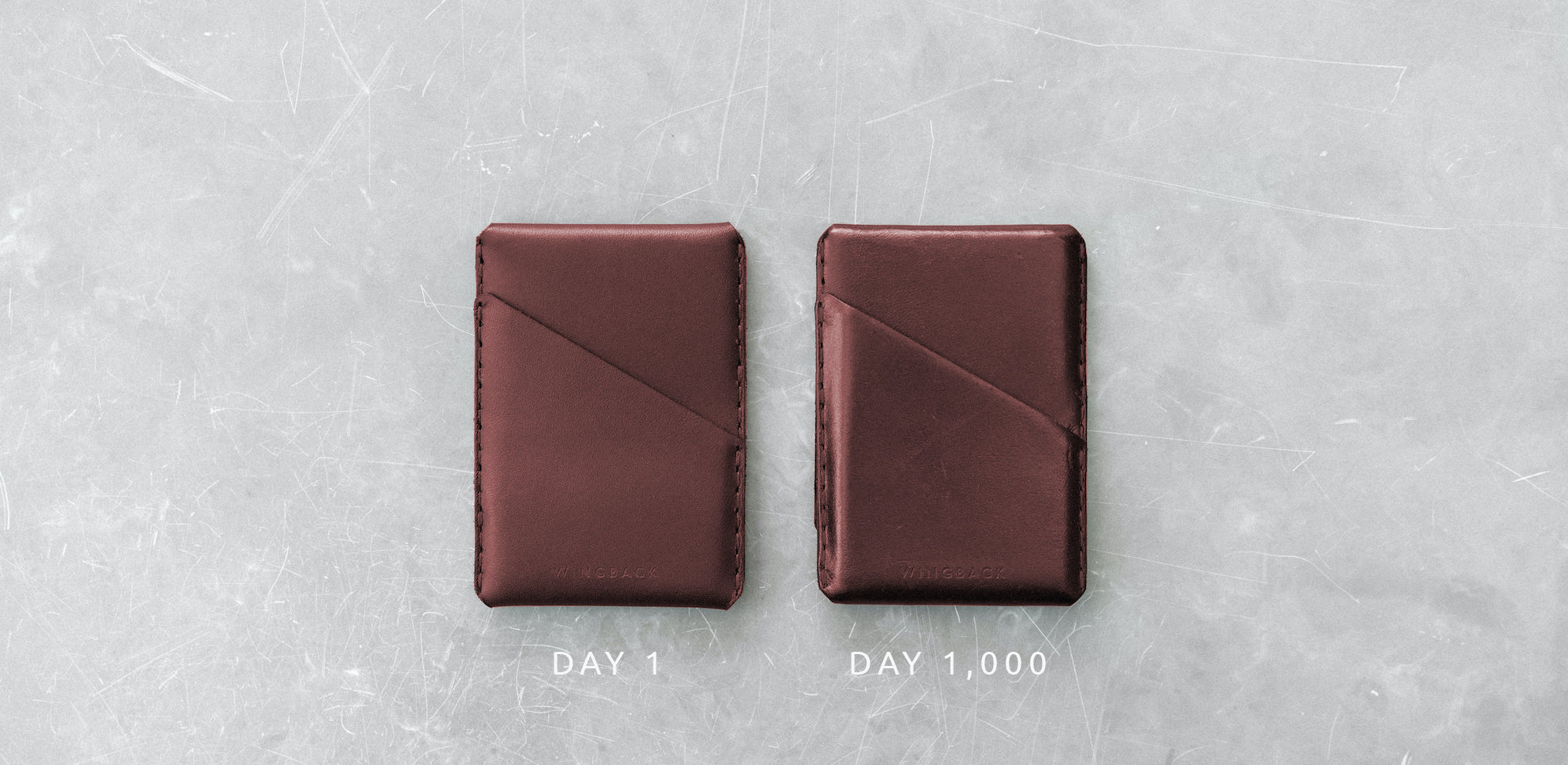 The Wingback Winston Card Holder on Day 1 and Day 1,000