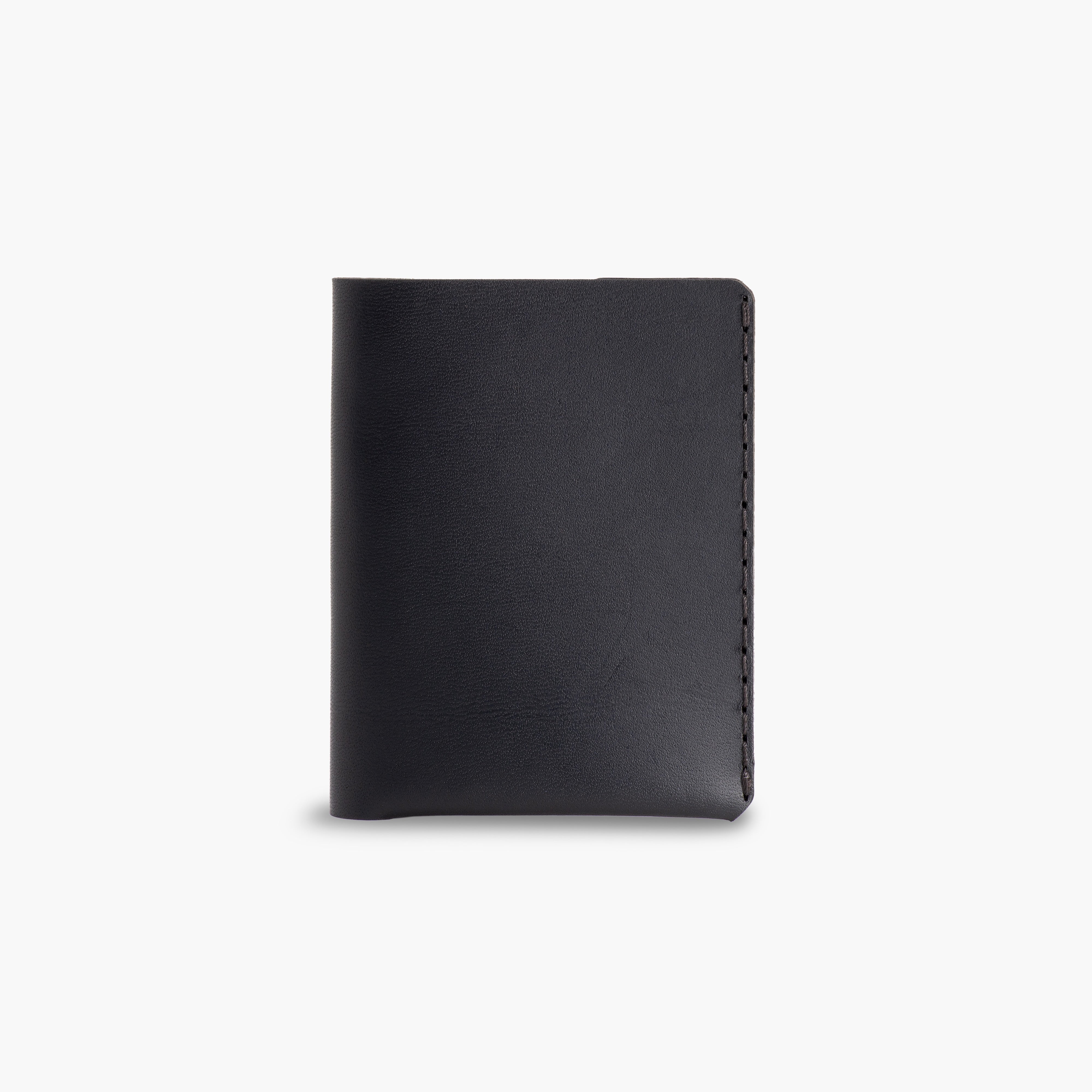 Black leather wallet on a white background
