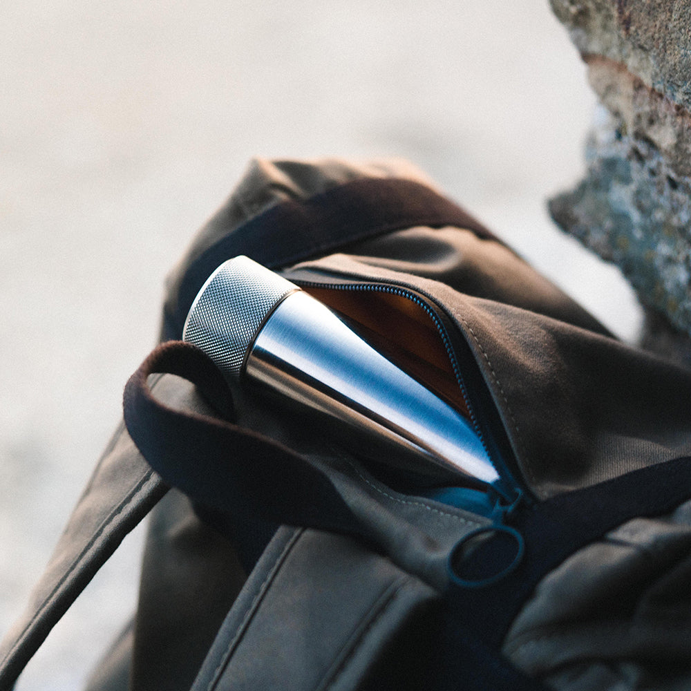 Stainless steel is harder and more corrosion resistant than brass so won't require additional wear and care - the 100ml Hip Flask by Wingback