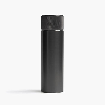 Wingback black steel 100ml hip flask, cylindrical travel design