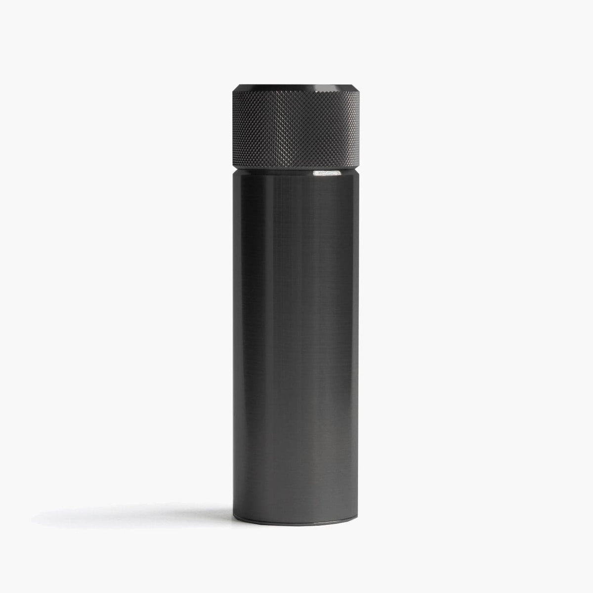 Wingback black steel 100ml hip flask, cylindrical travel design