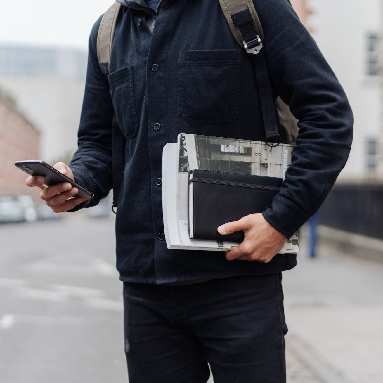 Notebook in hand