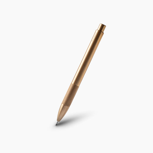 Wingback solid brass mechanical pencil with knurled grip
