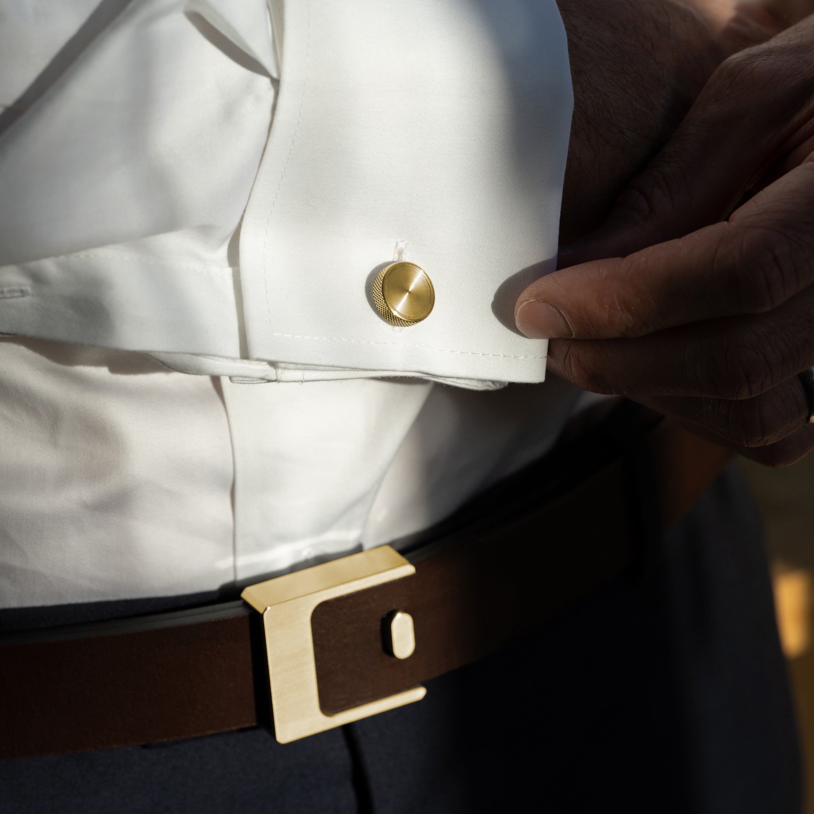 Block Cufflinks - Brass