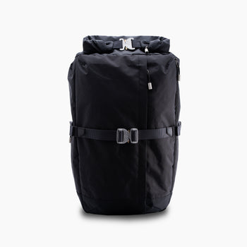 Wingback Rolltop 001 backpack in black with roll-top closure