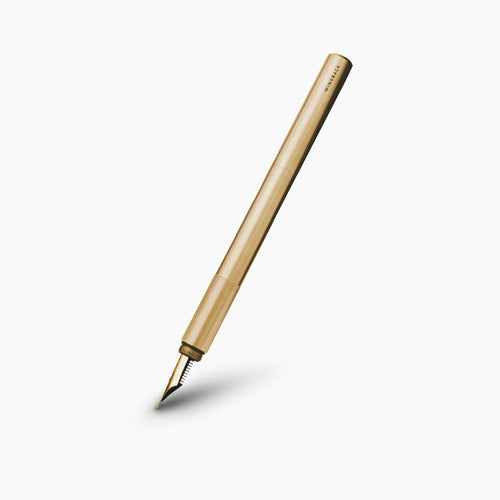 Wingback solid brass fountain pen with exposed nib
