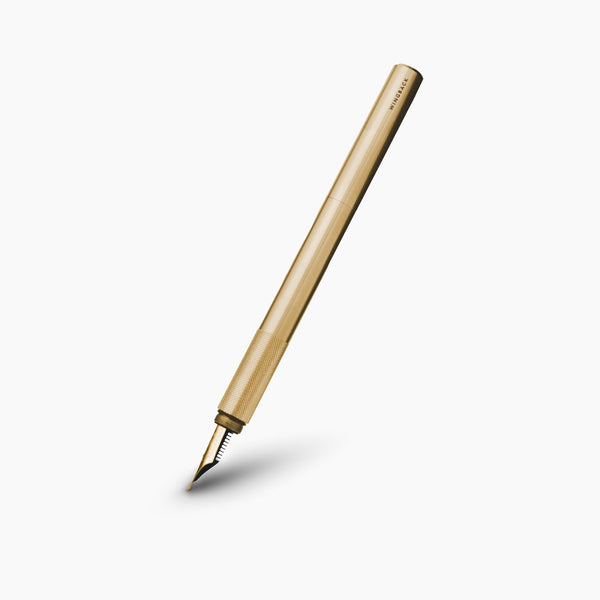 Wingback solid brass fountain pen with exposed nib