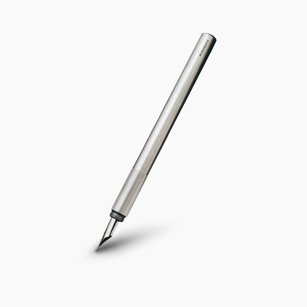 Wingback stainless steel fountain pen with exposed nib