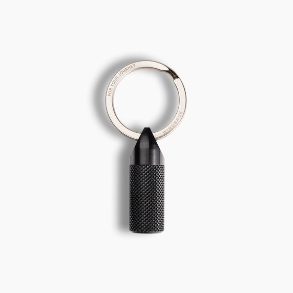 Wingback black steel Key Cache on a key ring