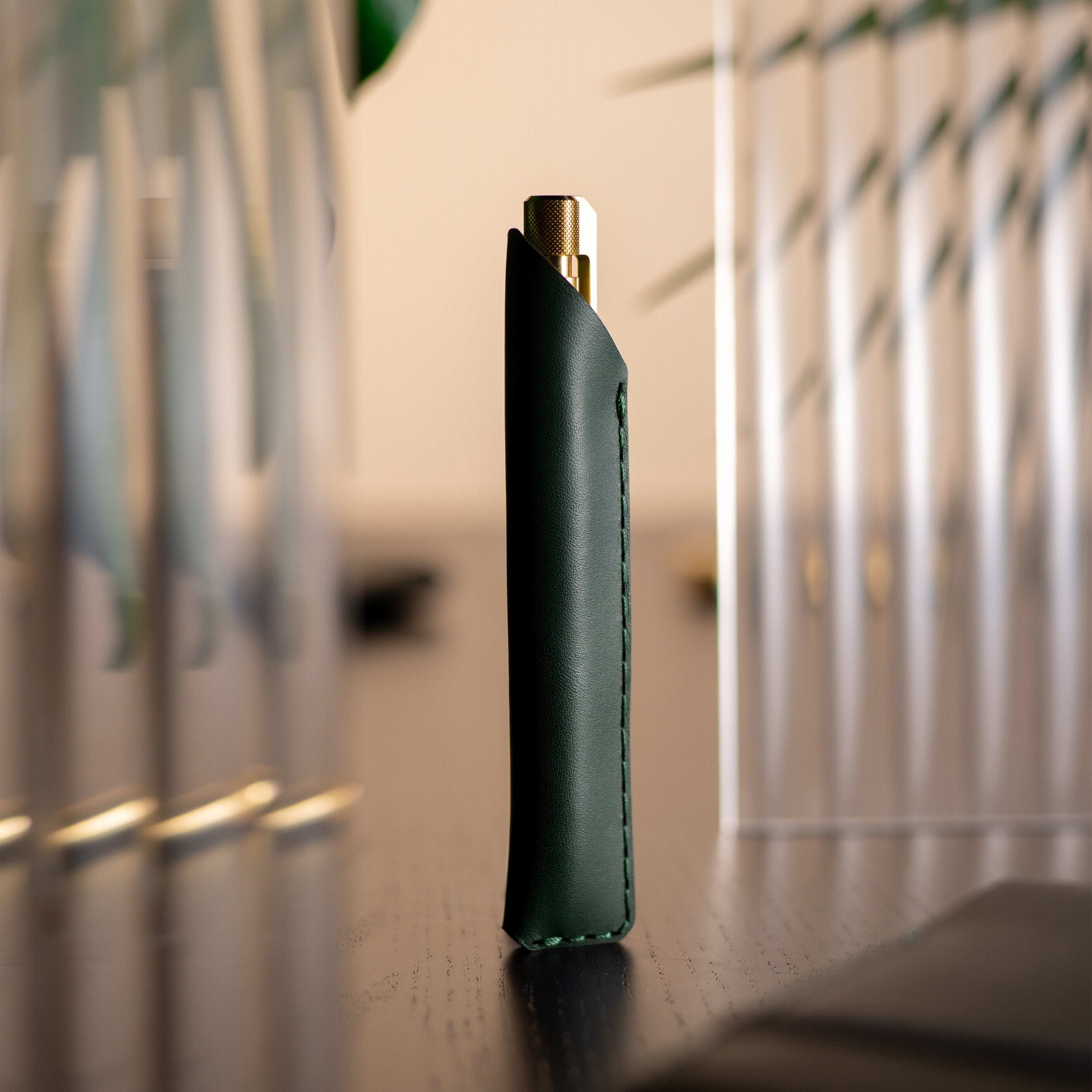 Leather Pen/Pencil Sleeve - British Racing Green