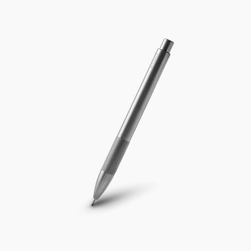 Wingback stainless steel mechanical pencil with knurled grip