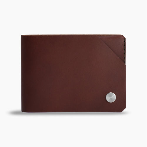 Wingback chestnut leather travel wallet for passport and cards