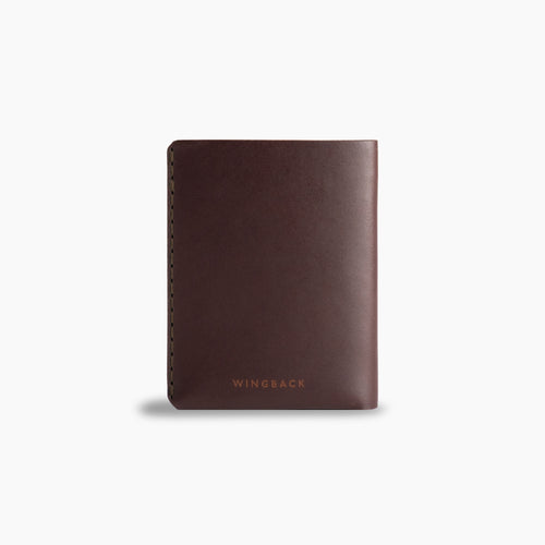 Wingback Winston bifold wallet in chestnut leather