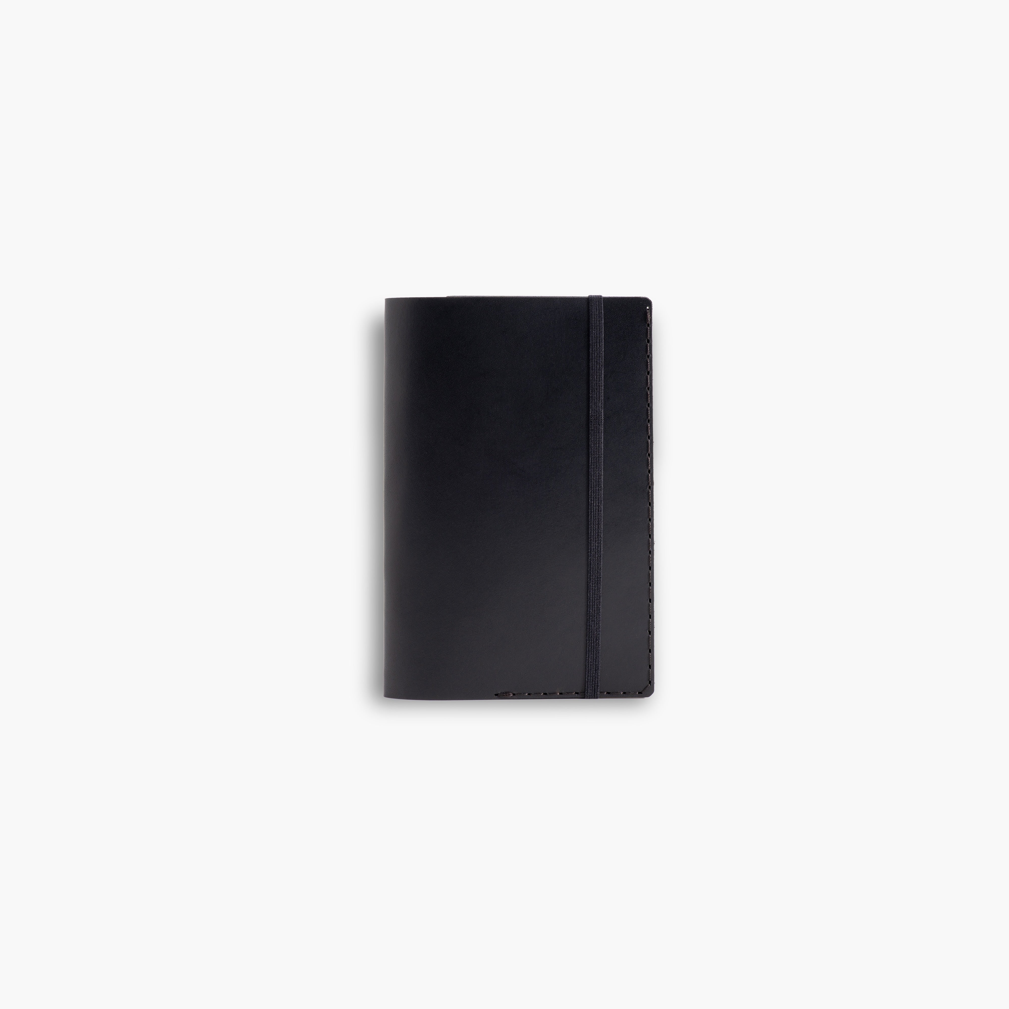 Black notebook on a white background