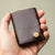 Aged brown leather wallet by Wingback