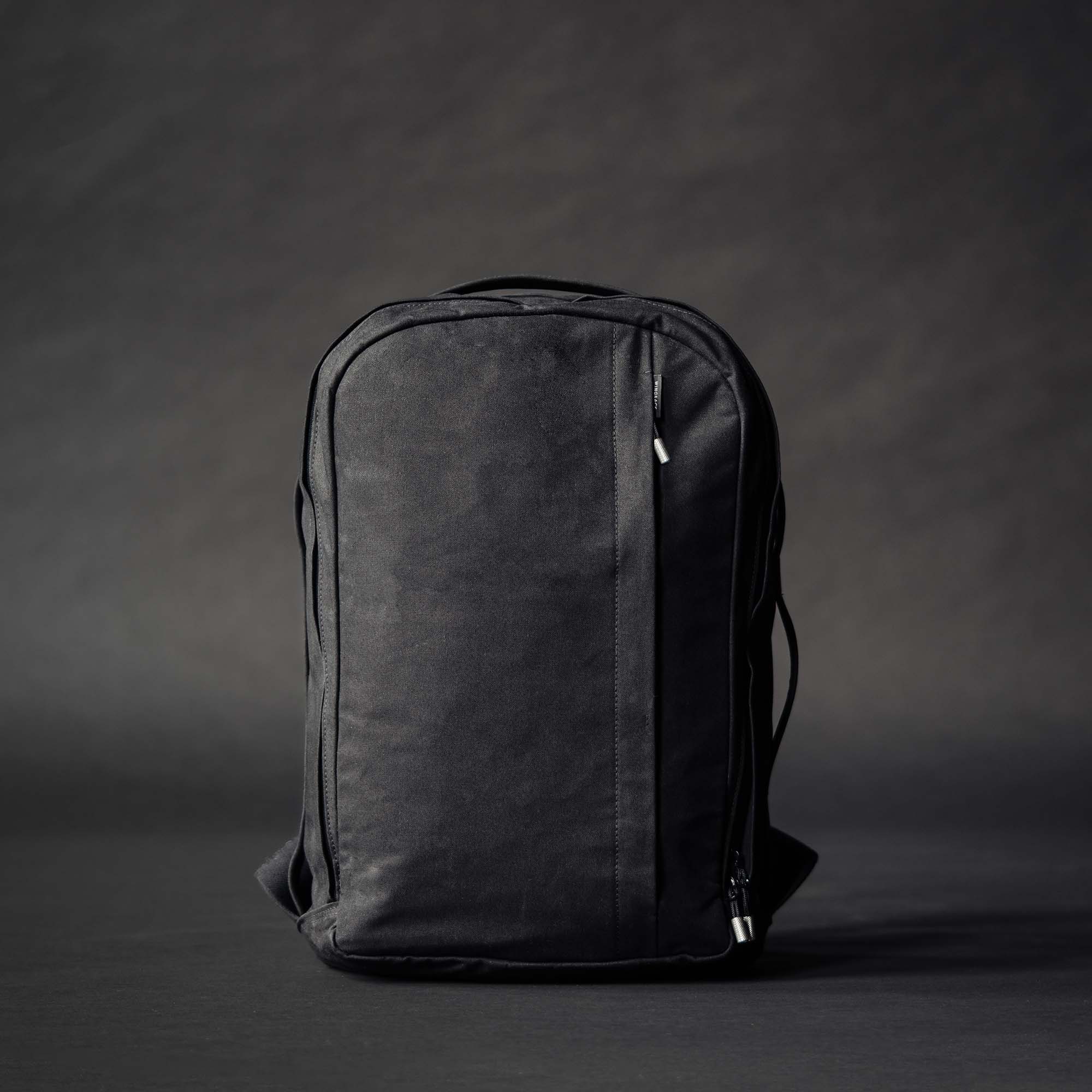 The Everyday Pack by Wingback – an organic waxed cotton backpack in black