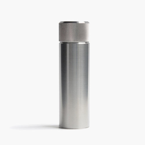 Wingback stainless steel 100ml hip flask, cylindrical travel design
