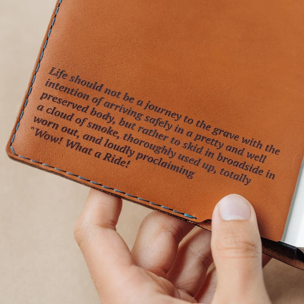 Leather Notebook cover with personalised text
